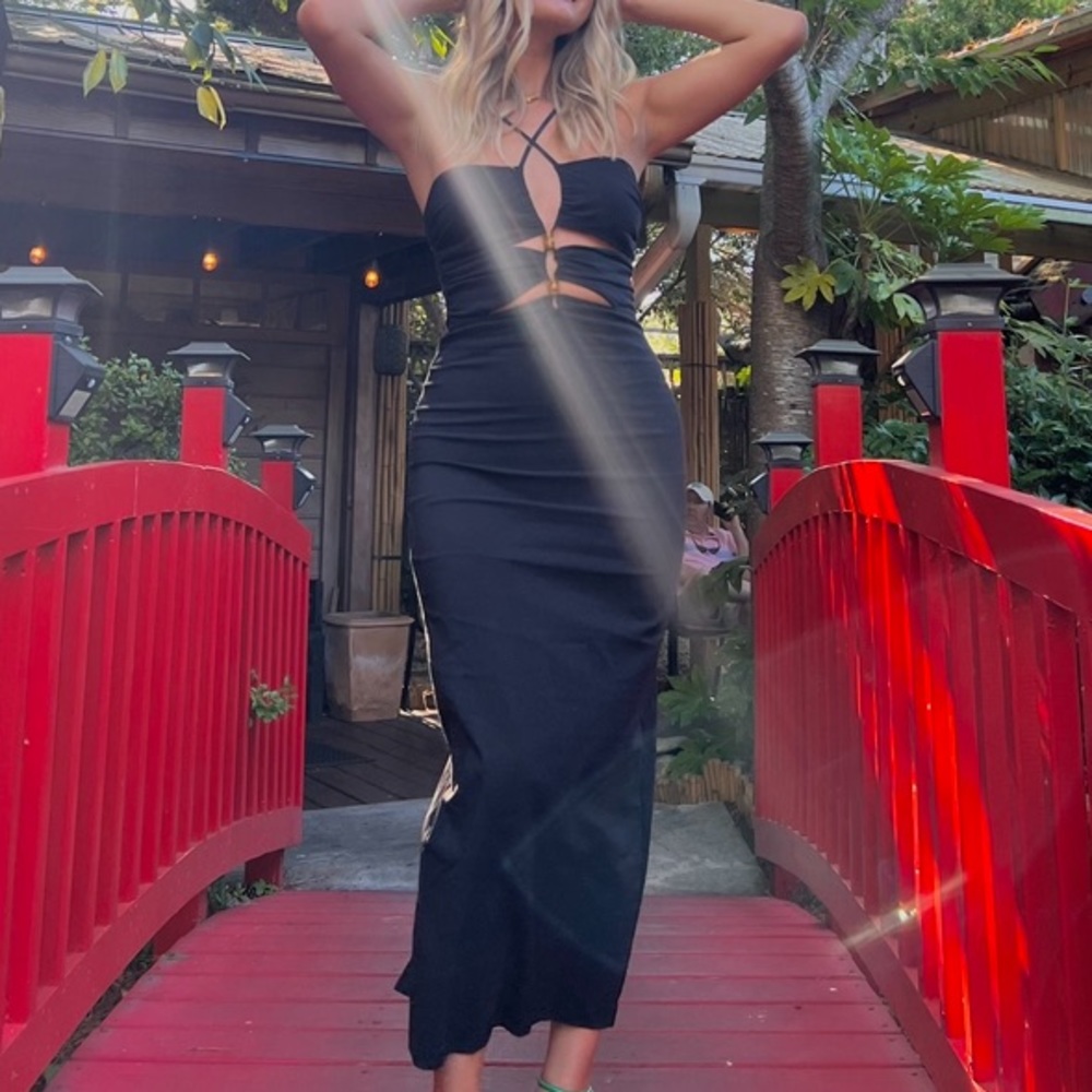 Zara black midi dress